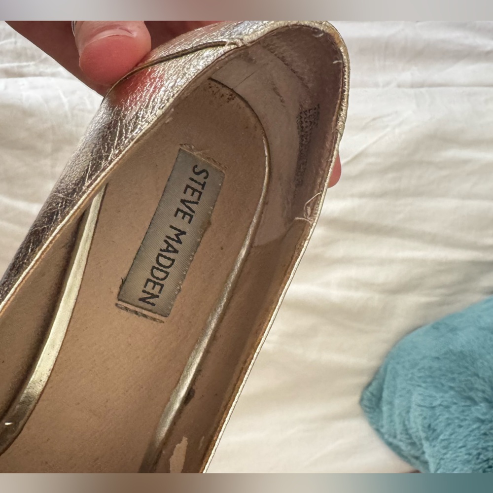 Steve Madden Metallic Gold Fringe Heels - Picture 9 of 12